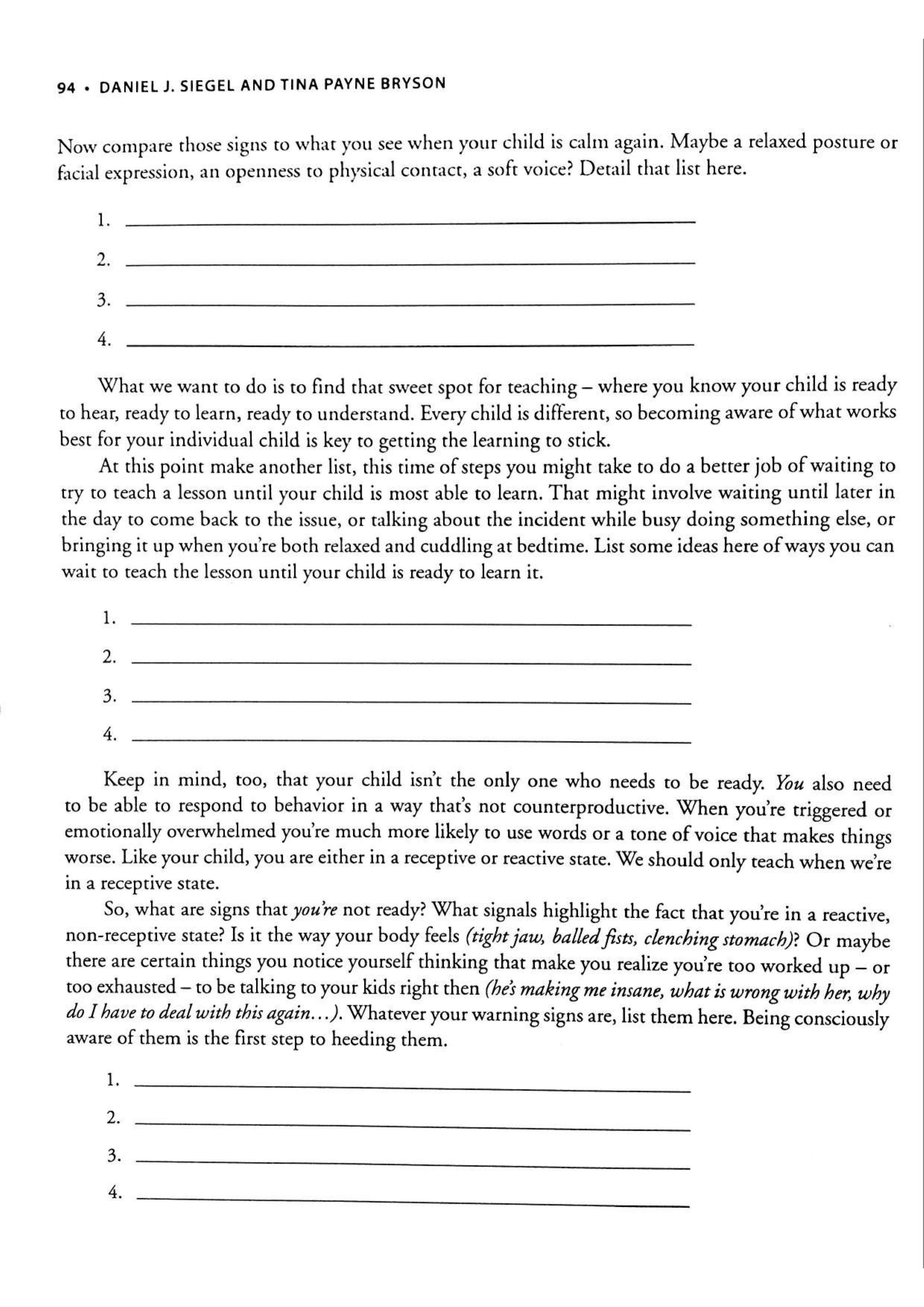 No-Drama Discipline Workbook sayfa 100