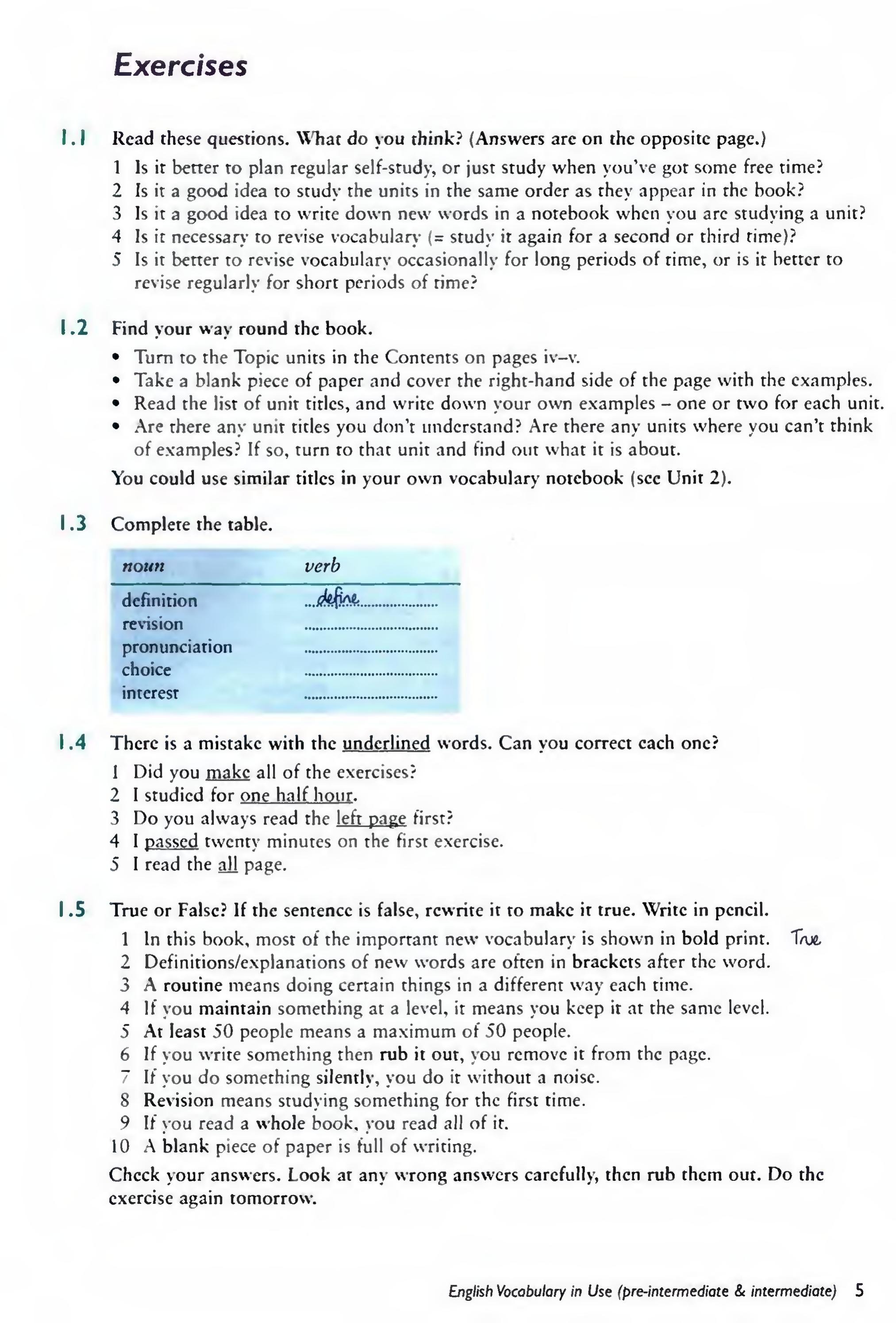 English Vocabulary in Use Pre-Intermediate and Intermediate sayfa 12
