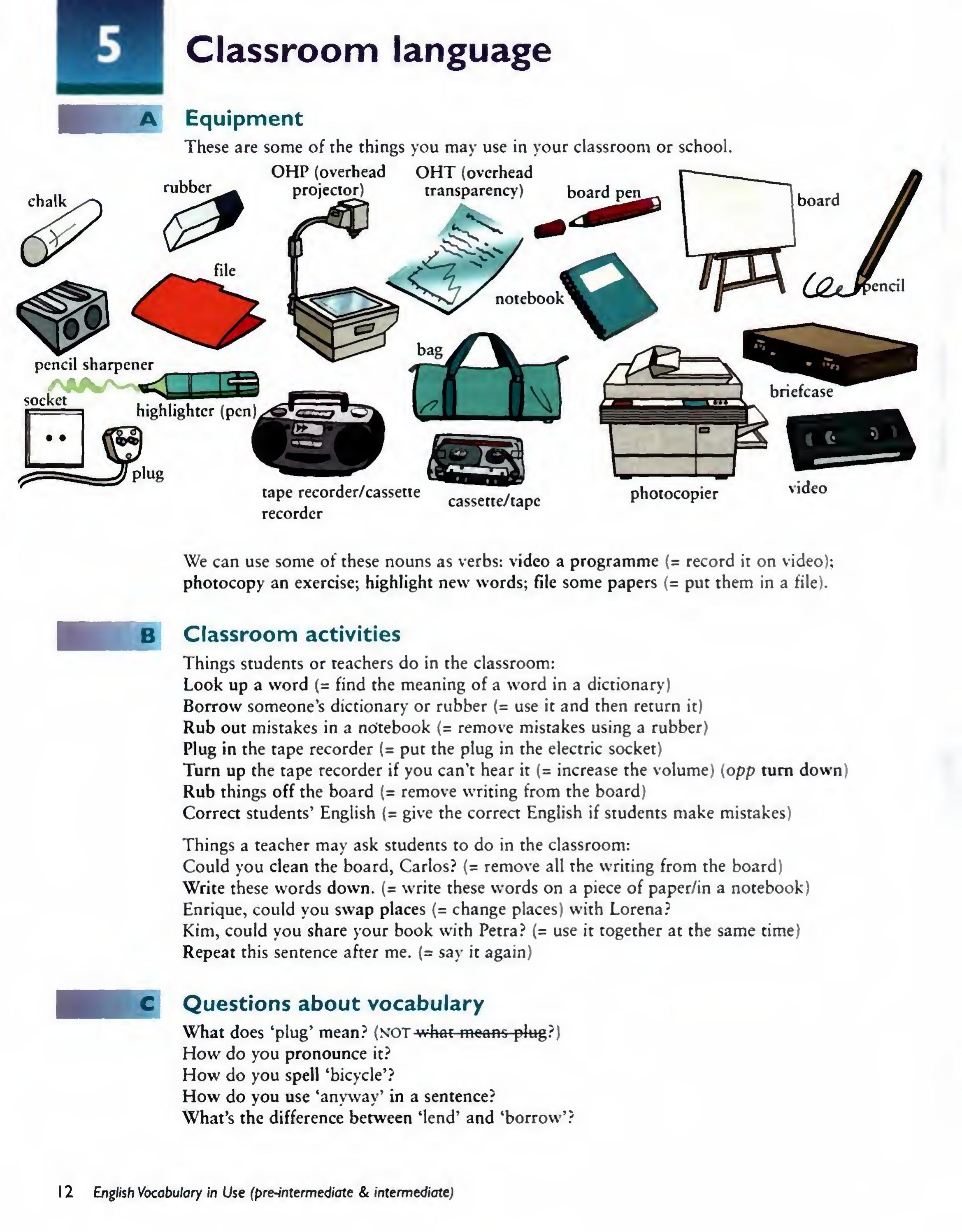 English Vocabulary in Use Pre-Intermediate and Intermediate sayfa 19