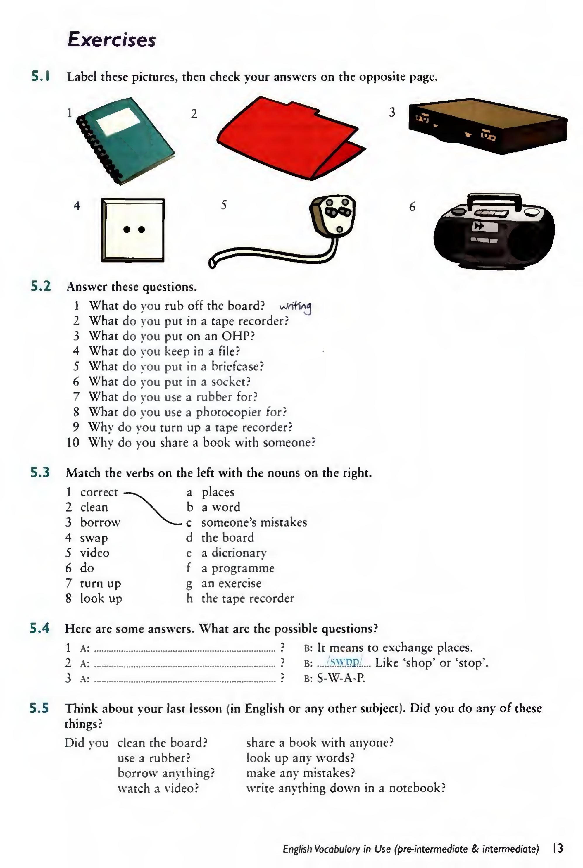 English Vocabulary in Use Pre-Intermediate and Intermediate sayfa 20