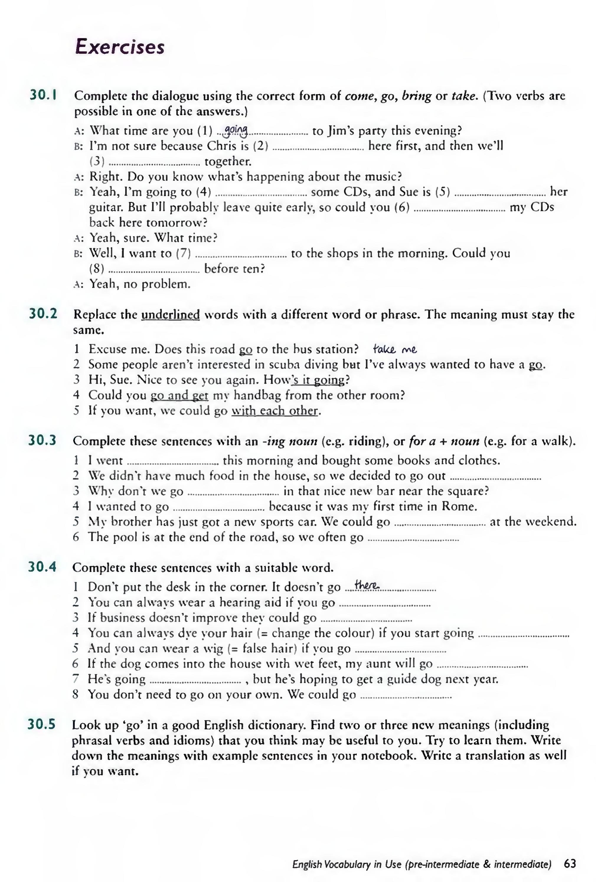 English Vocabulary in Use Pre-Intermediate and Intermediate sayfa 70