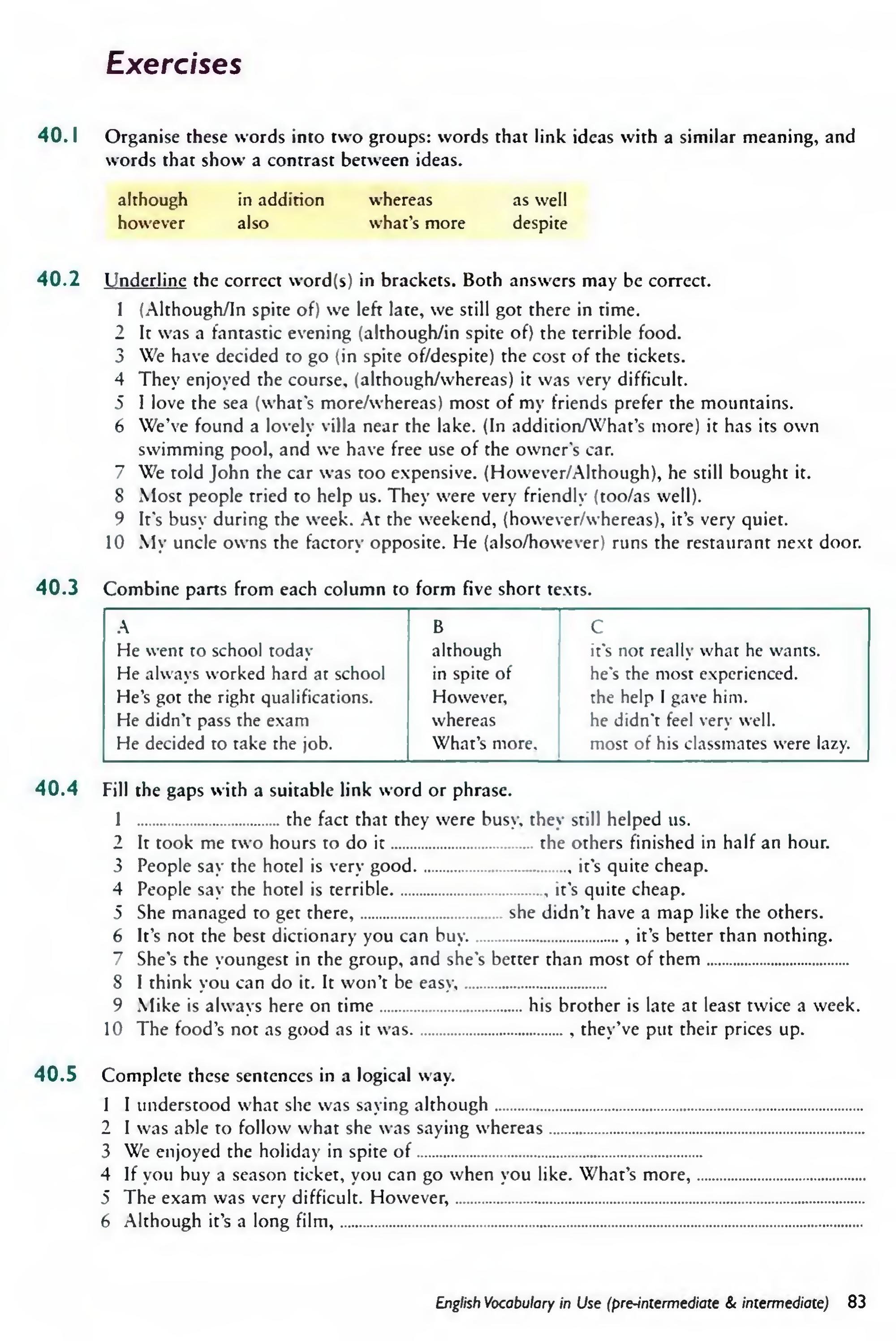 English Vocabulary in Use Pre-Intermediate and Intermediate sayfa 90