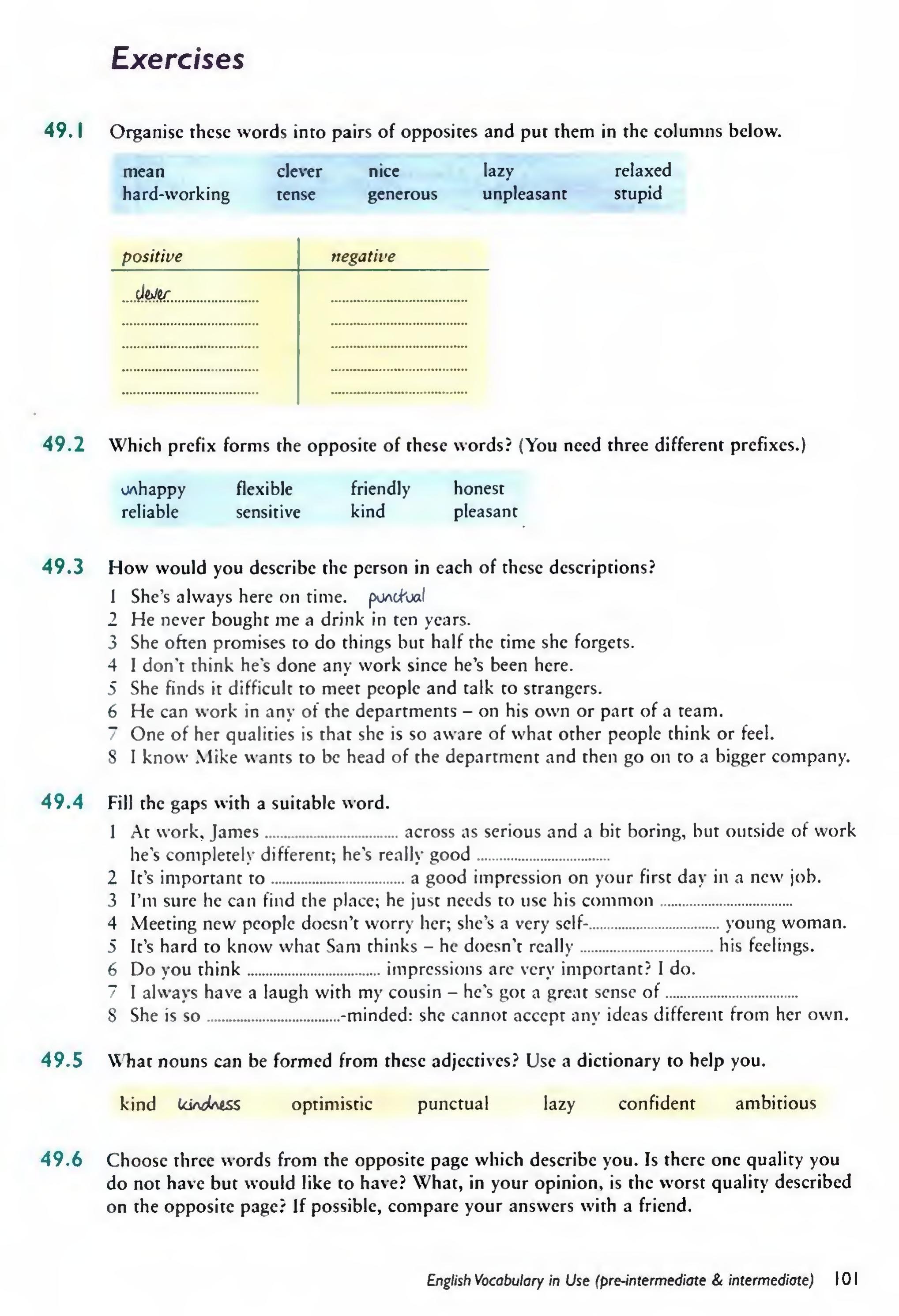 English Vocabulary in Use Pre-Intermediate and Intermediate sayfa 108
