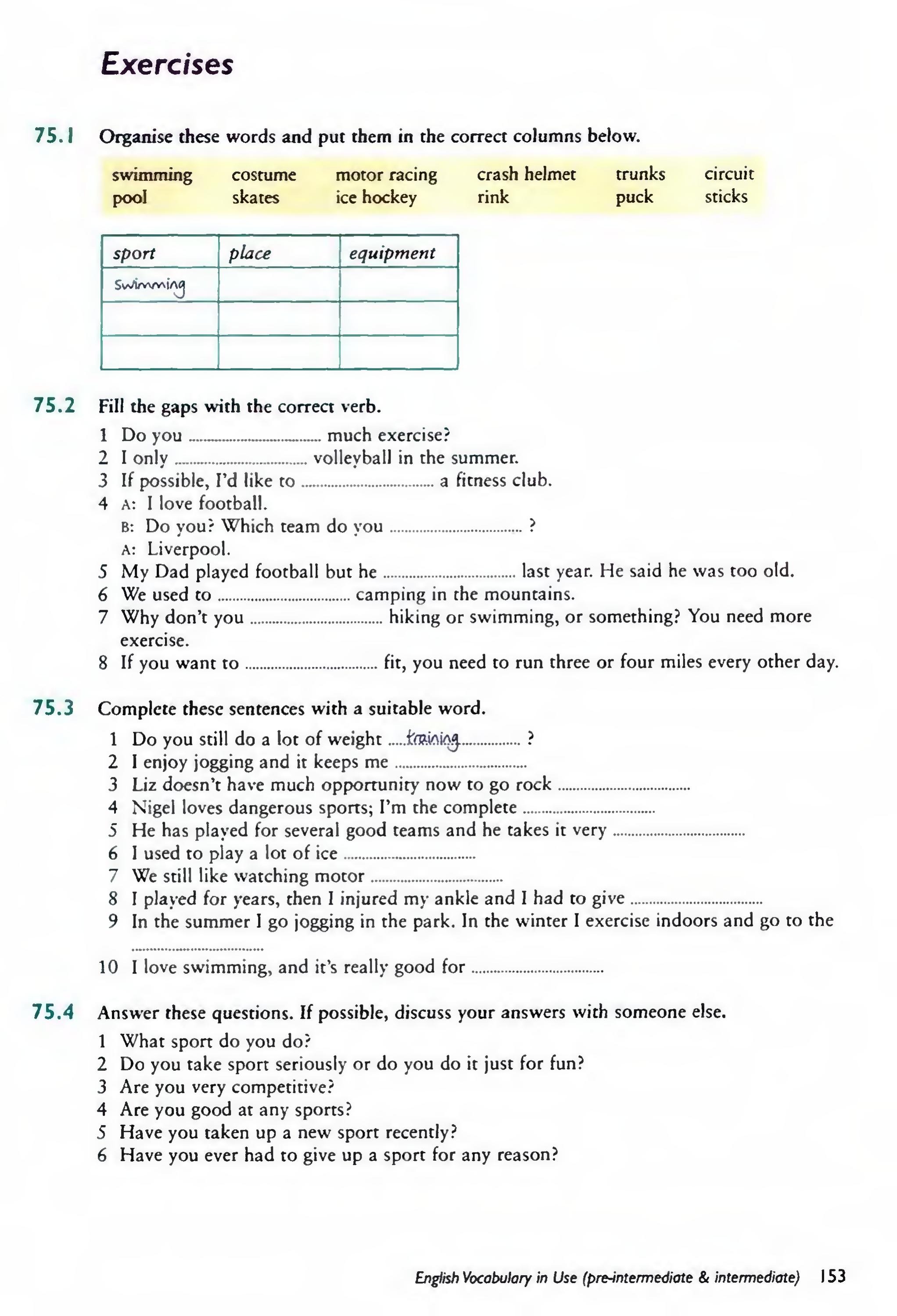 English Vocabulary in Use Pre-Intermediate and Intermediate sayfa 160