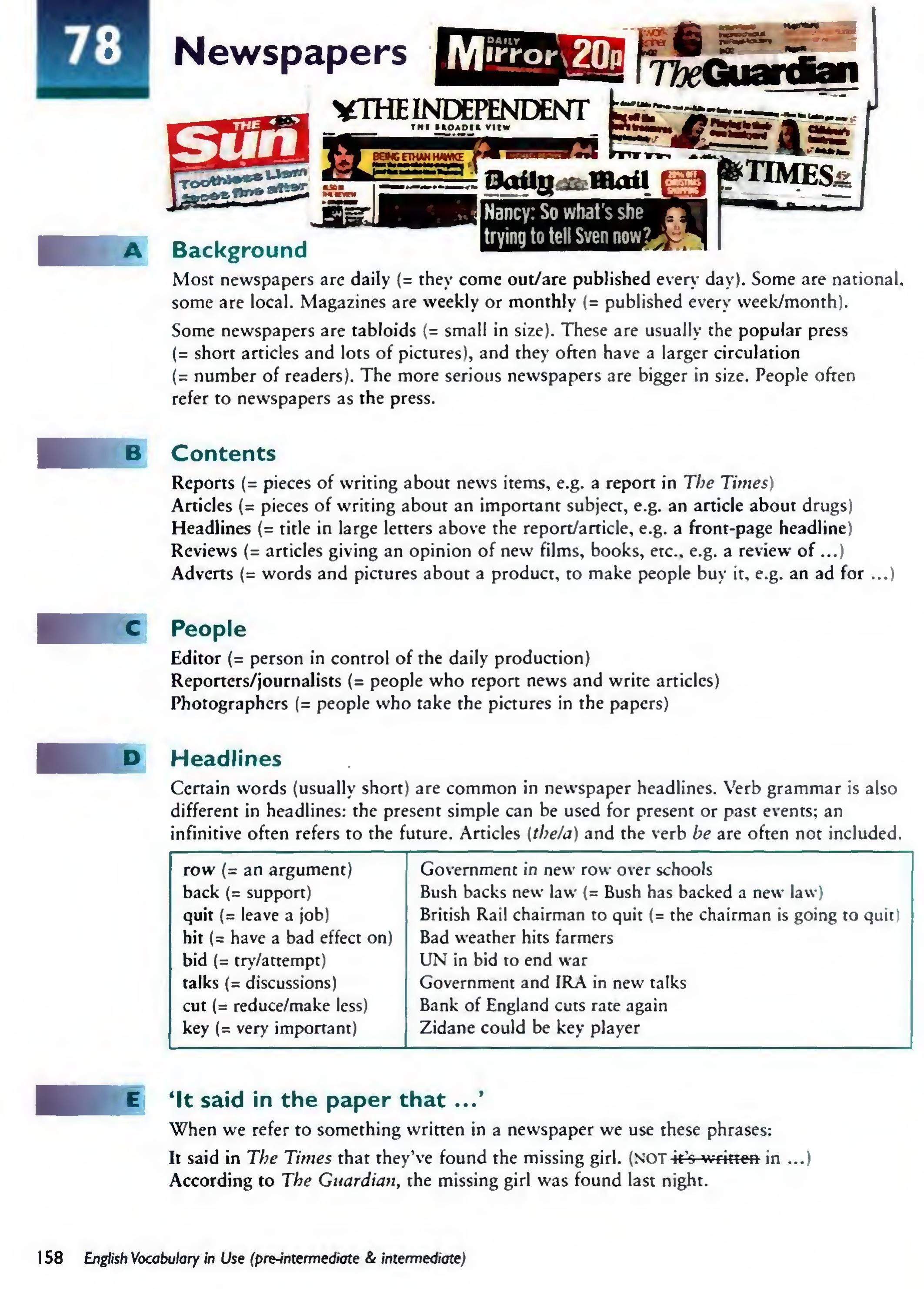 English Vocabulary in Use Pre-Intermediate and Intermediate sayfa 165