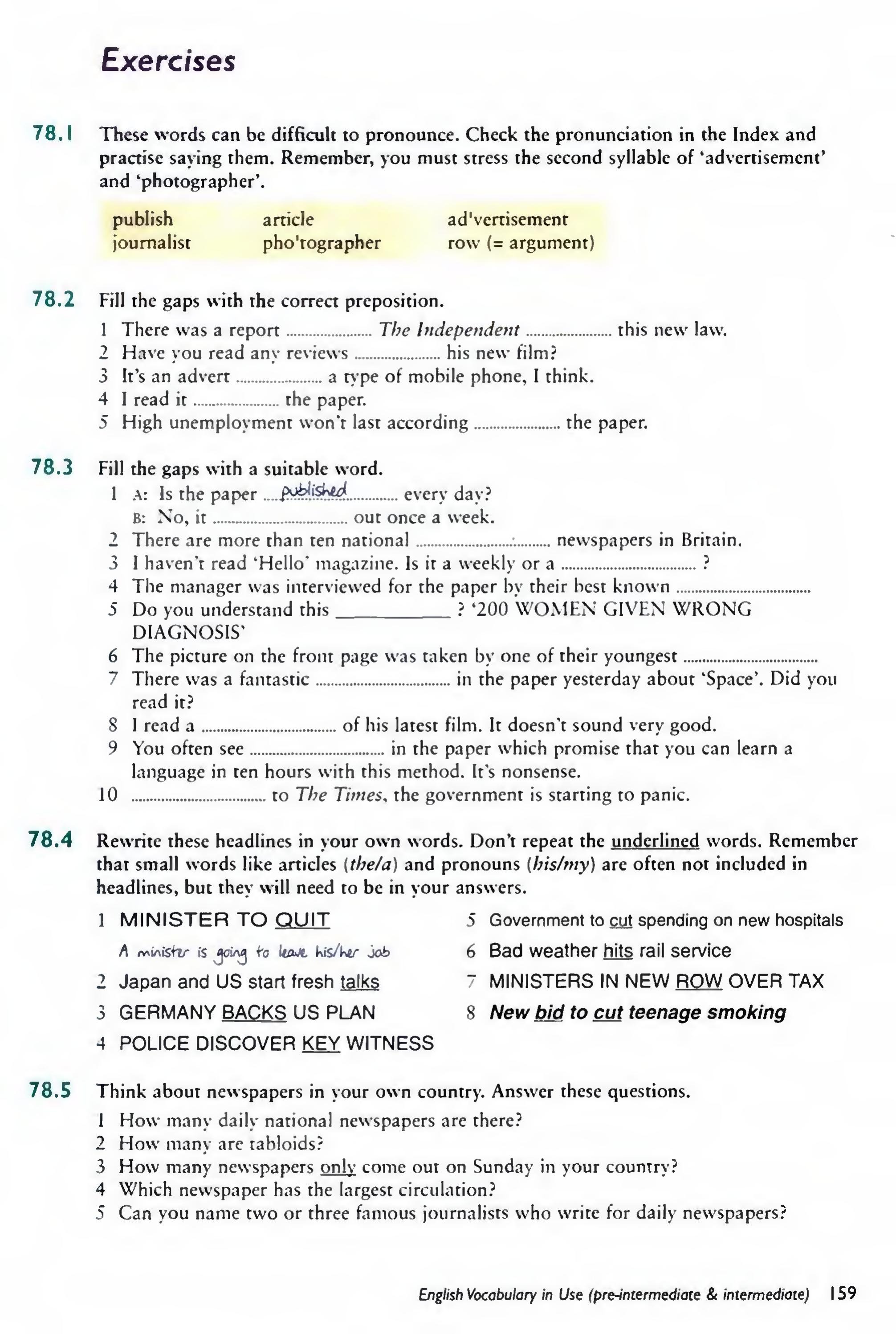 English Vocabulary in Use Pre-Intermediate and Intermediate sayfa 166