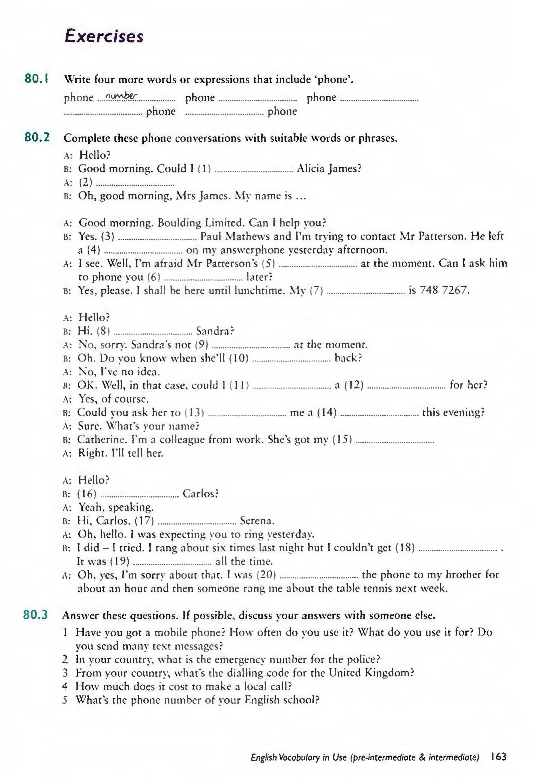 English Vocabulary in Use Pre-Intermediate and Intermediate sayfa 170