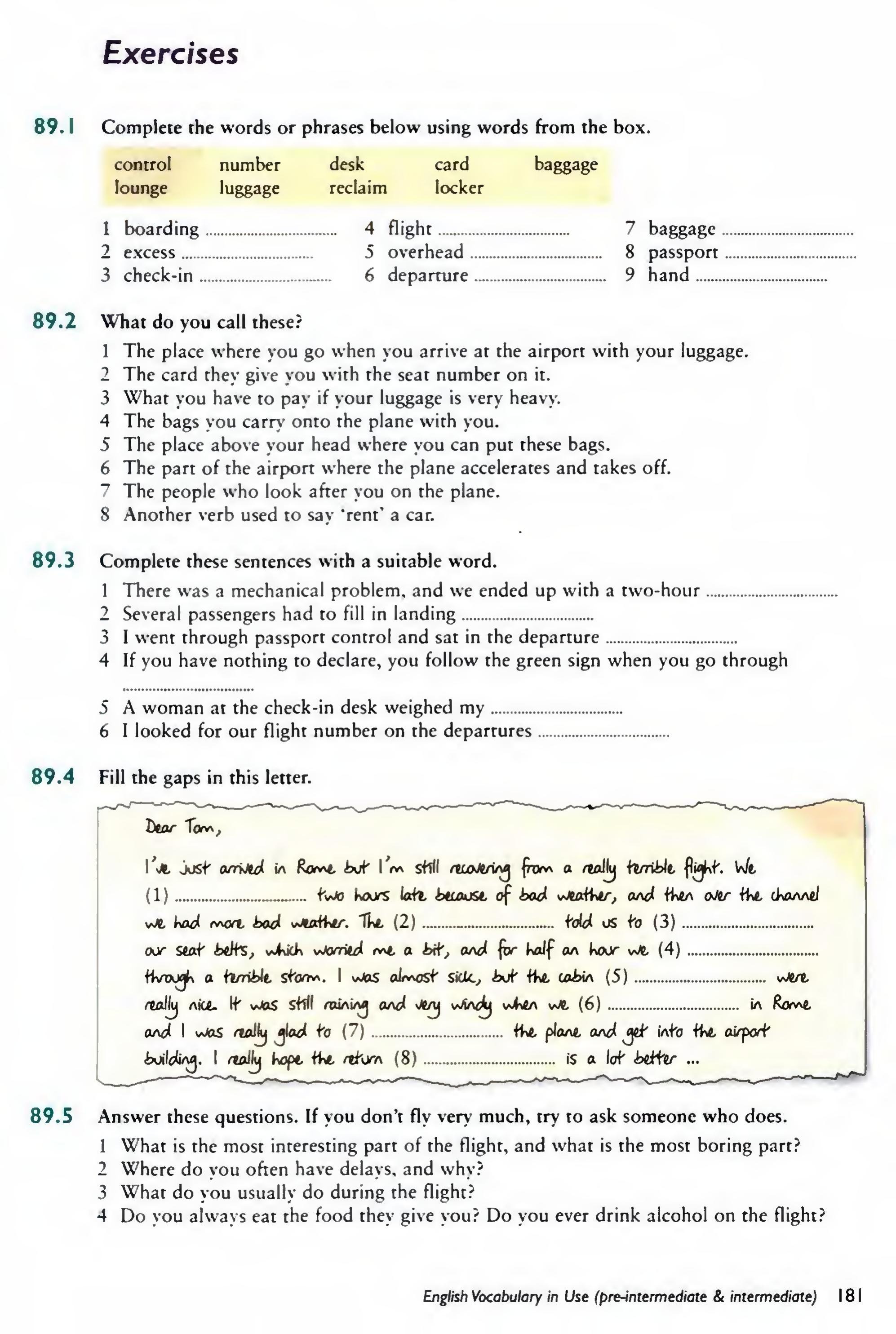 English Vocabulary in Use Pre-Intermediate and Intermediate sayfa 188