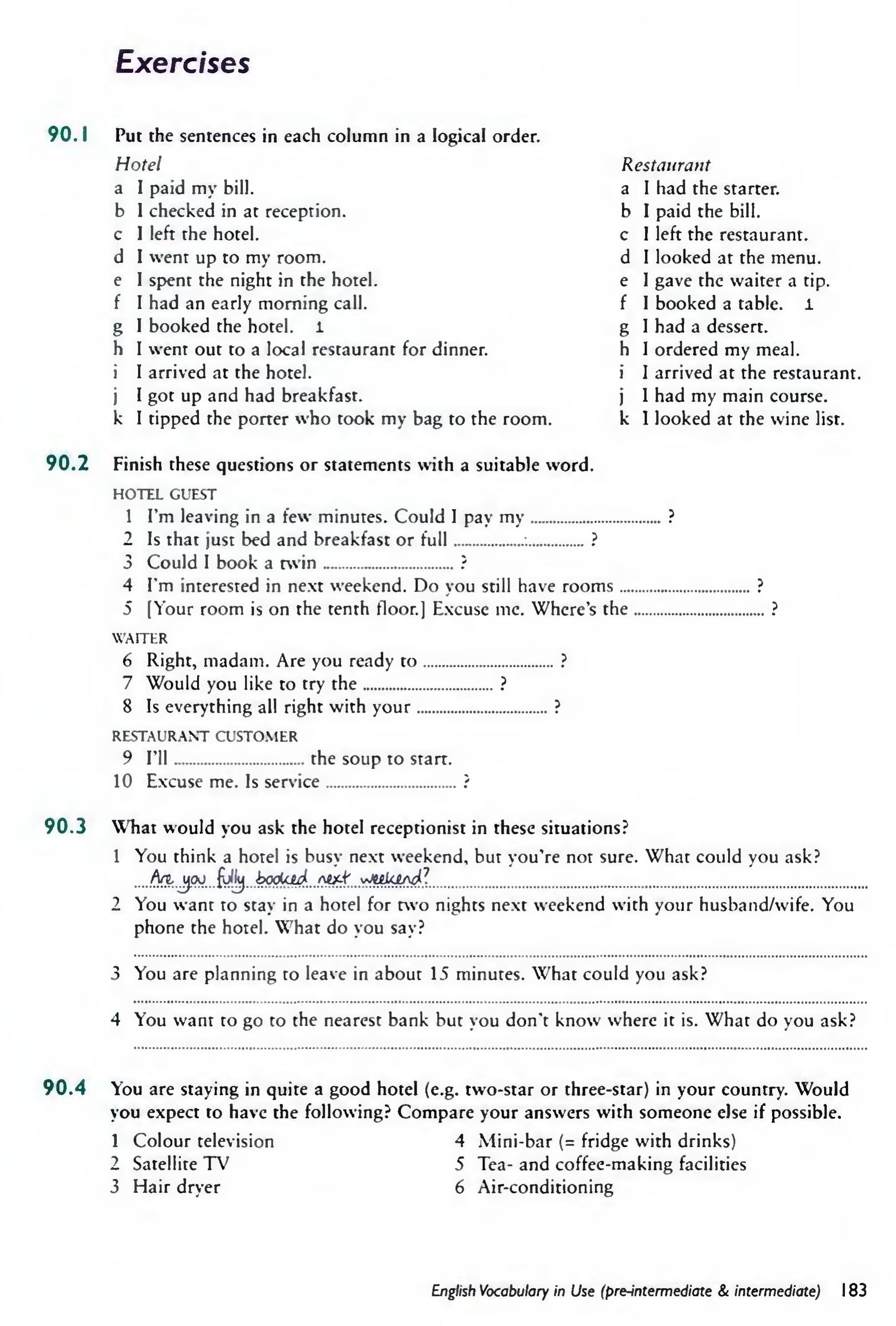 English Vocabulary in Use Pre-Intermediate and Intermediate sayfa 190