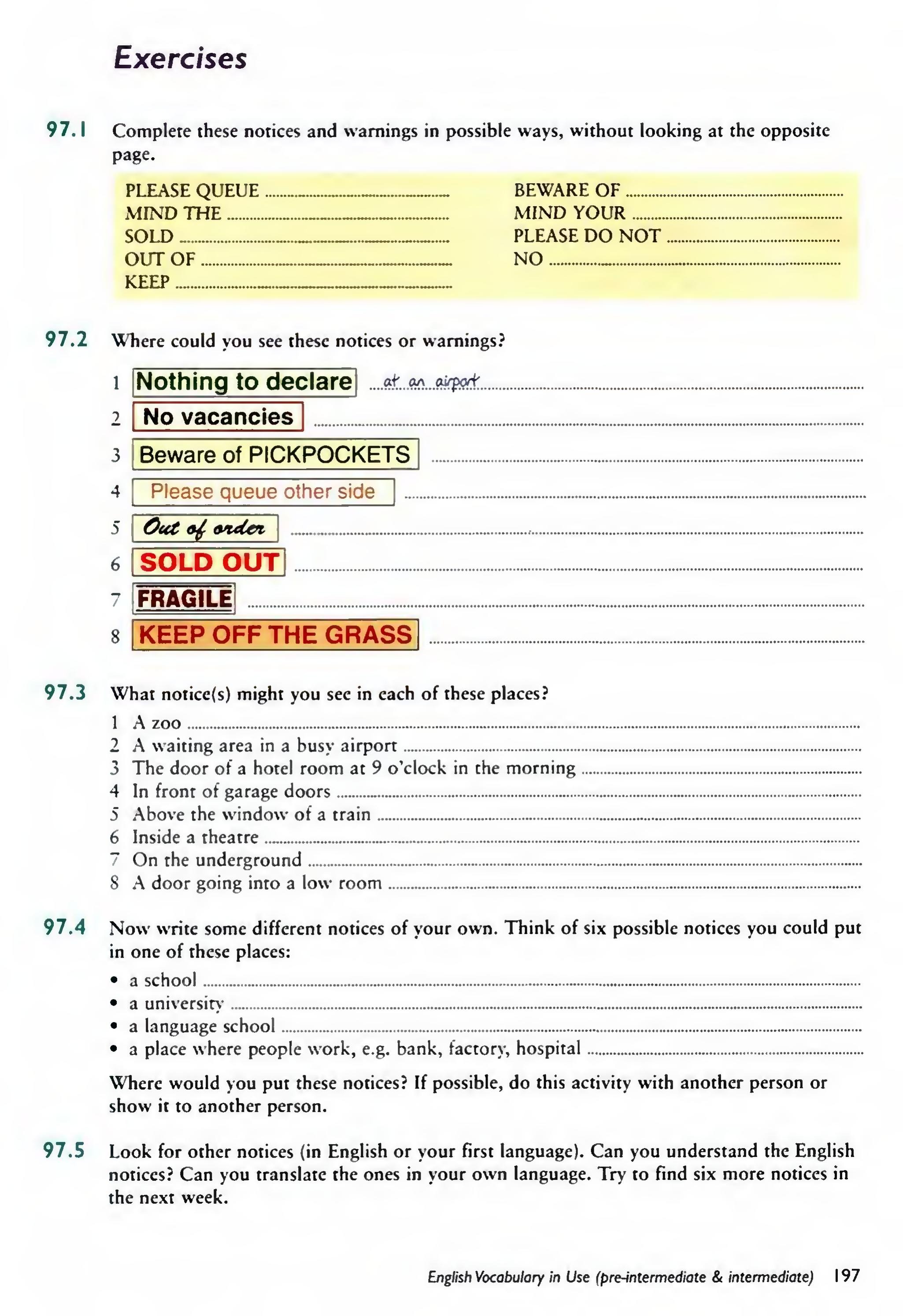 English Vocabulary in Use Pre-Intermediate and Intermediate sayfa 204