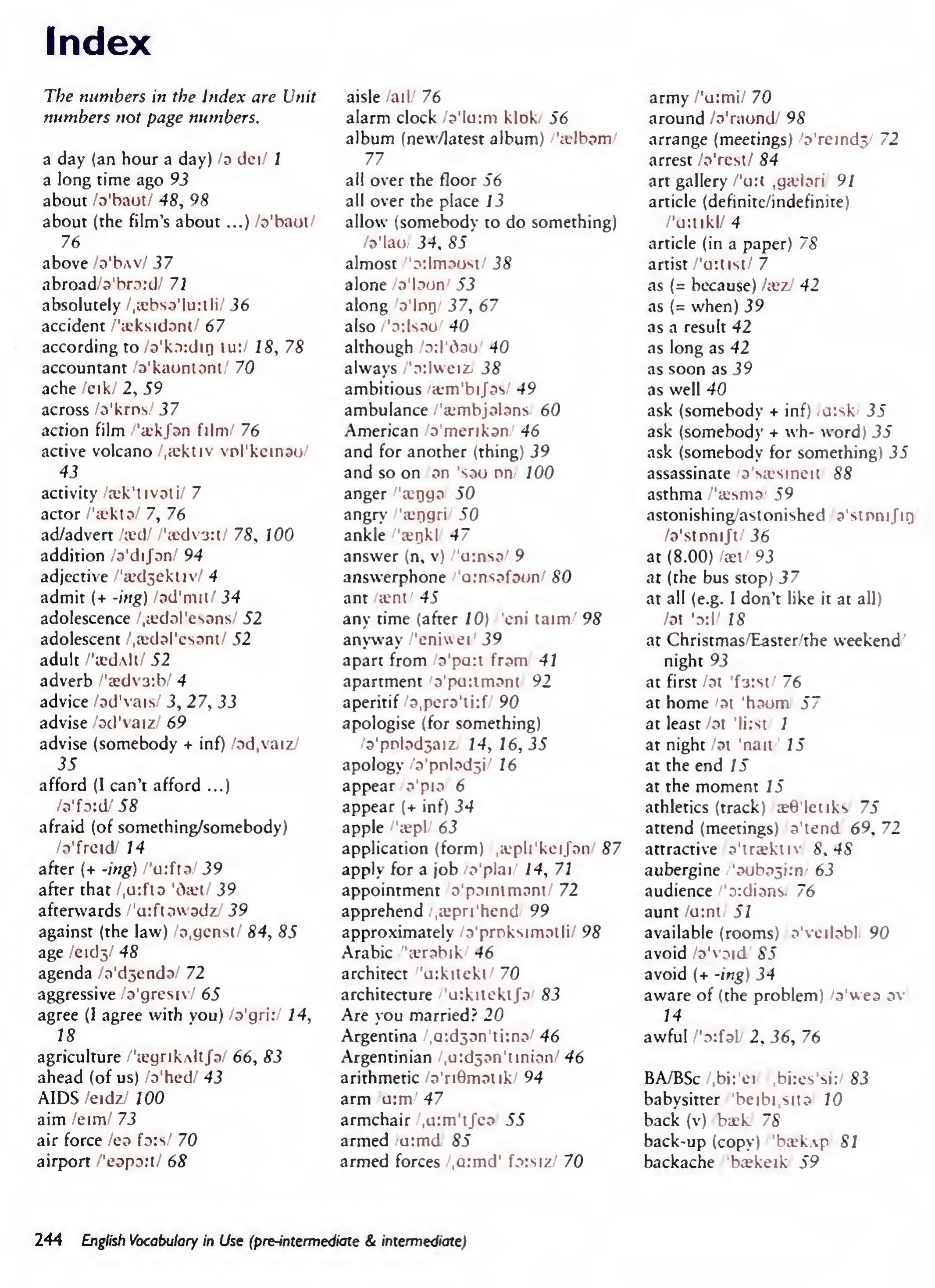 English Vocabulary in Use Pre-Intermediate and Intermediate sayfa 251