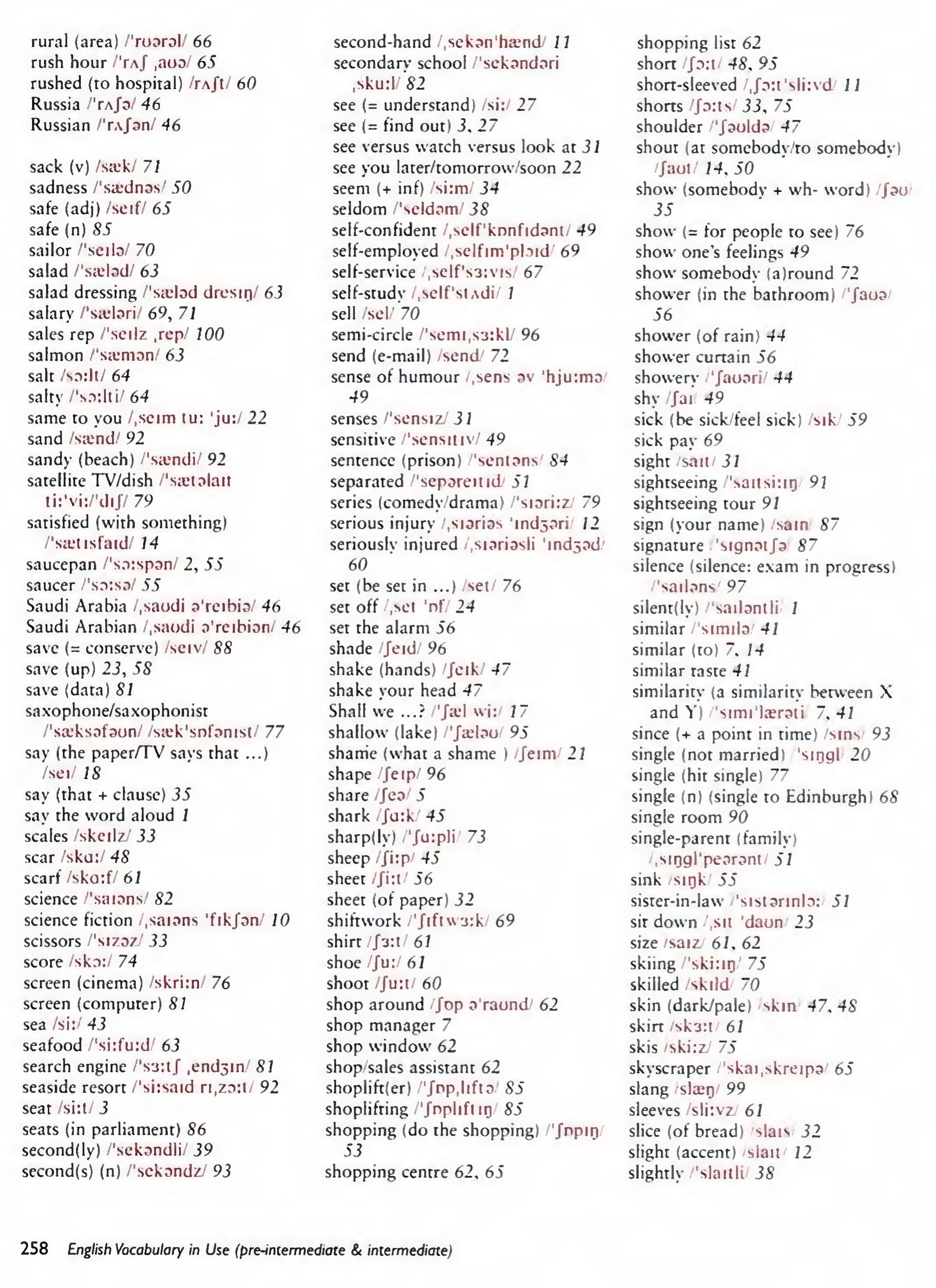 English Vocabulary in Use Pre-Intermediate and Intermediate sayfa 265